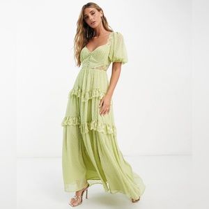 - BNWOT ASOS open back lace midi tea dress in lime size 4
